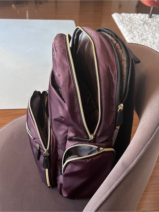 Kenneth Cole Reaction Plum Nylon Backpack with Gold Zippers main image 13